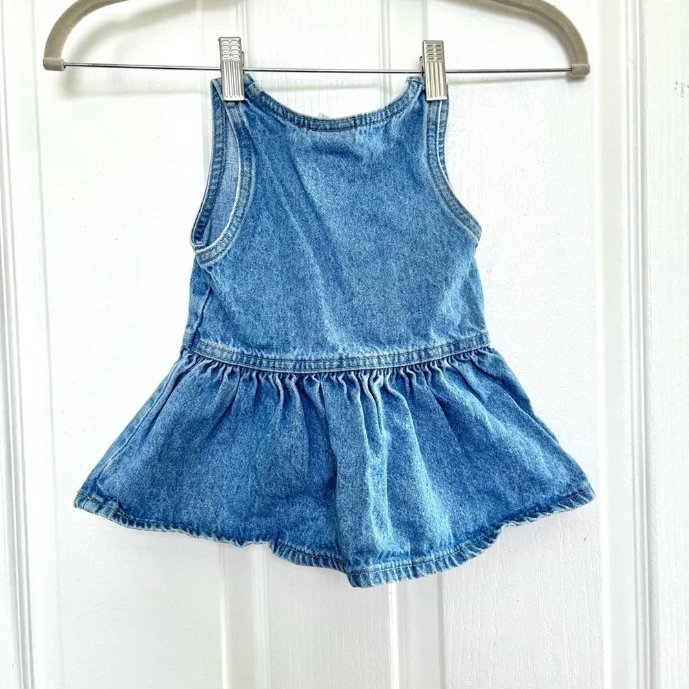 Vintage Oshkosh baby B’gosh denim bubble dress overall jean jumper girl 12M USA - Picture 9 of 9